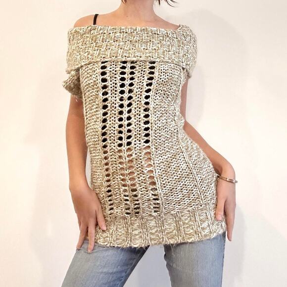 Y2k crochet mudd short sleeve sweater top - Picture 2 of 7